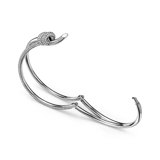 L'amour Lucent Bracelet Double Row Diamond Hinged Bangle White Gold