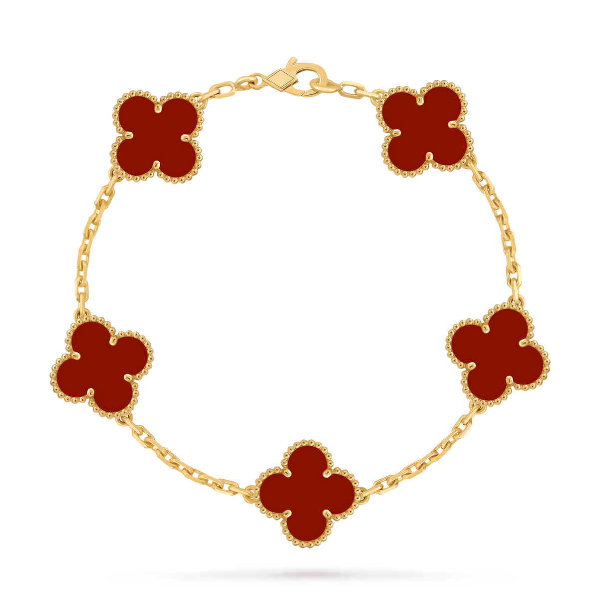 L'amour Four Leaf Clover Bracelet Pure Stone Carnelian Gold