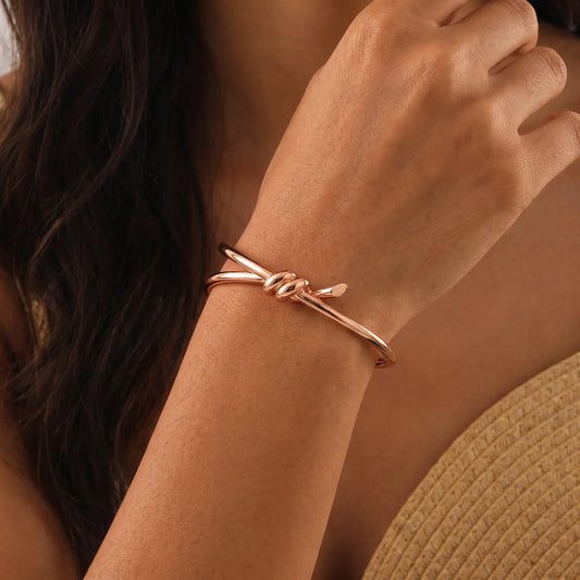 L'amour Lucent Bracelet Double Row Hinged Bangle Rose Gold
