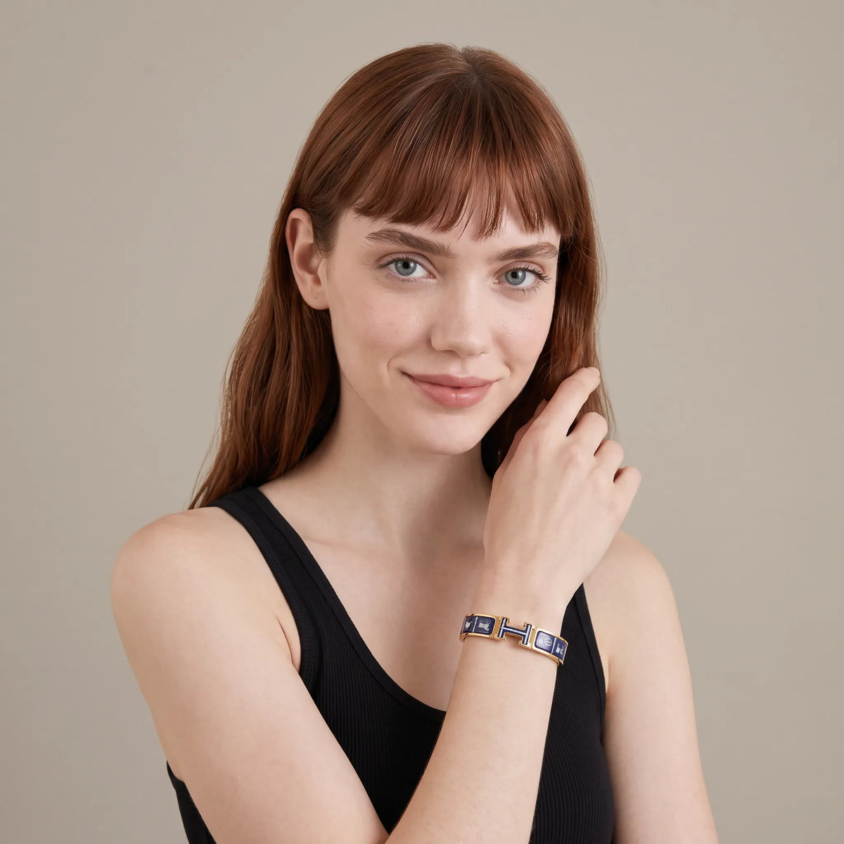 L'amour H Blue Ceramic Bracelet Rose Gold