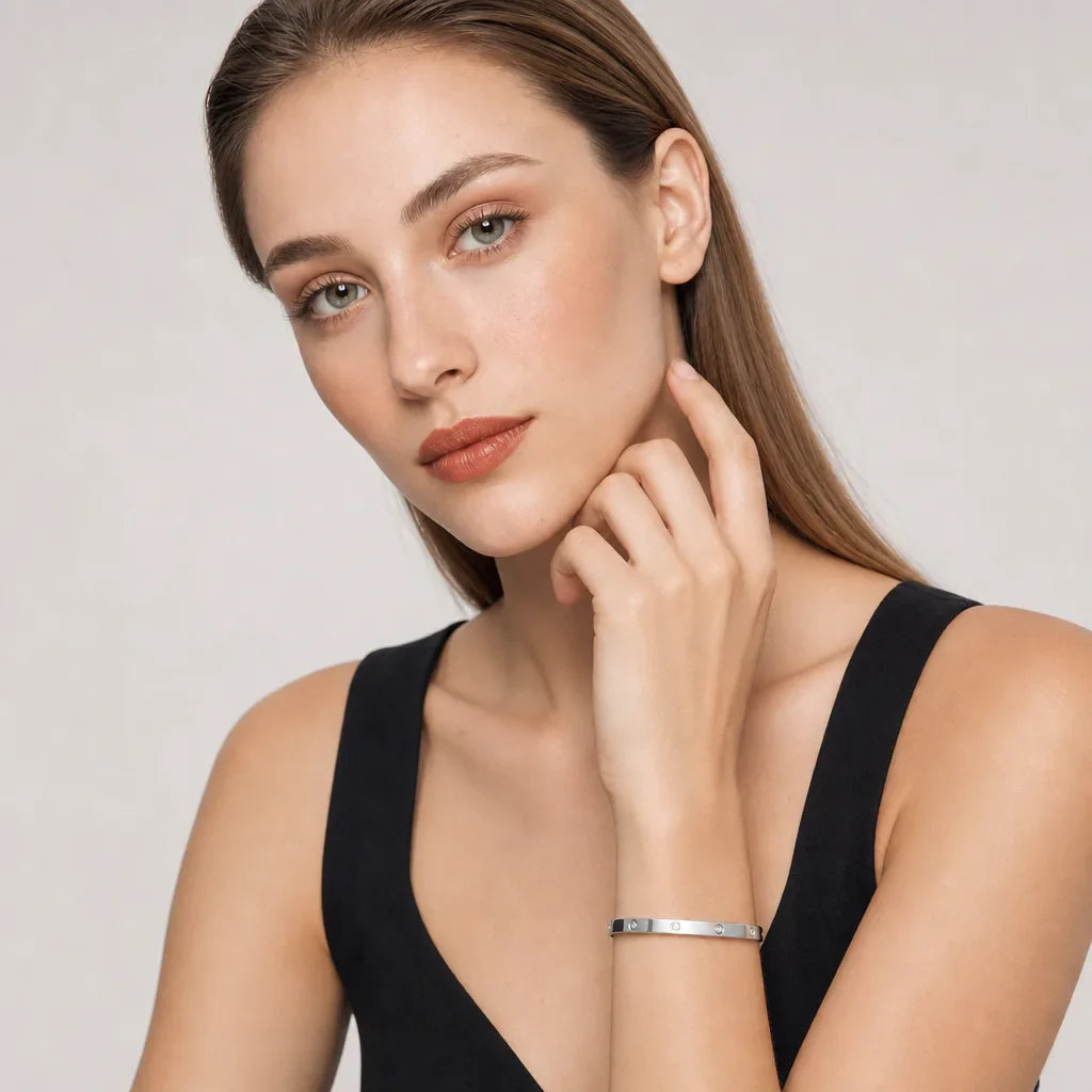 L'amour Amour Bracelet Small Model 6 Diamonds White Gold