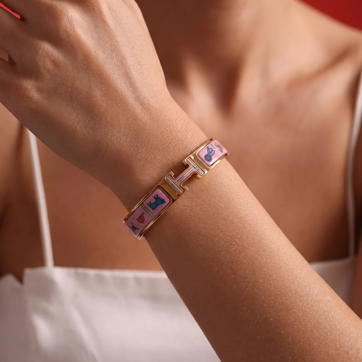 L'amour H pink gold Bracelet pink ceramic