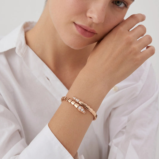 L'amour Viper Essence Bracelet Pavé Diamond Head & Tail Rose Gold