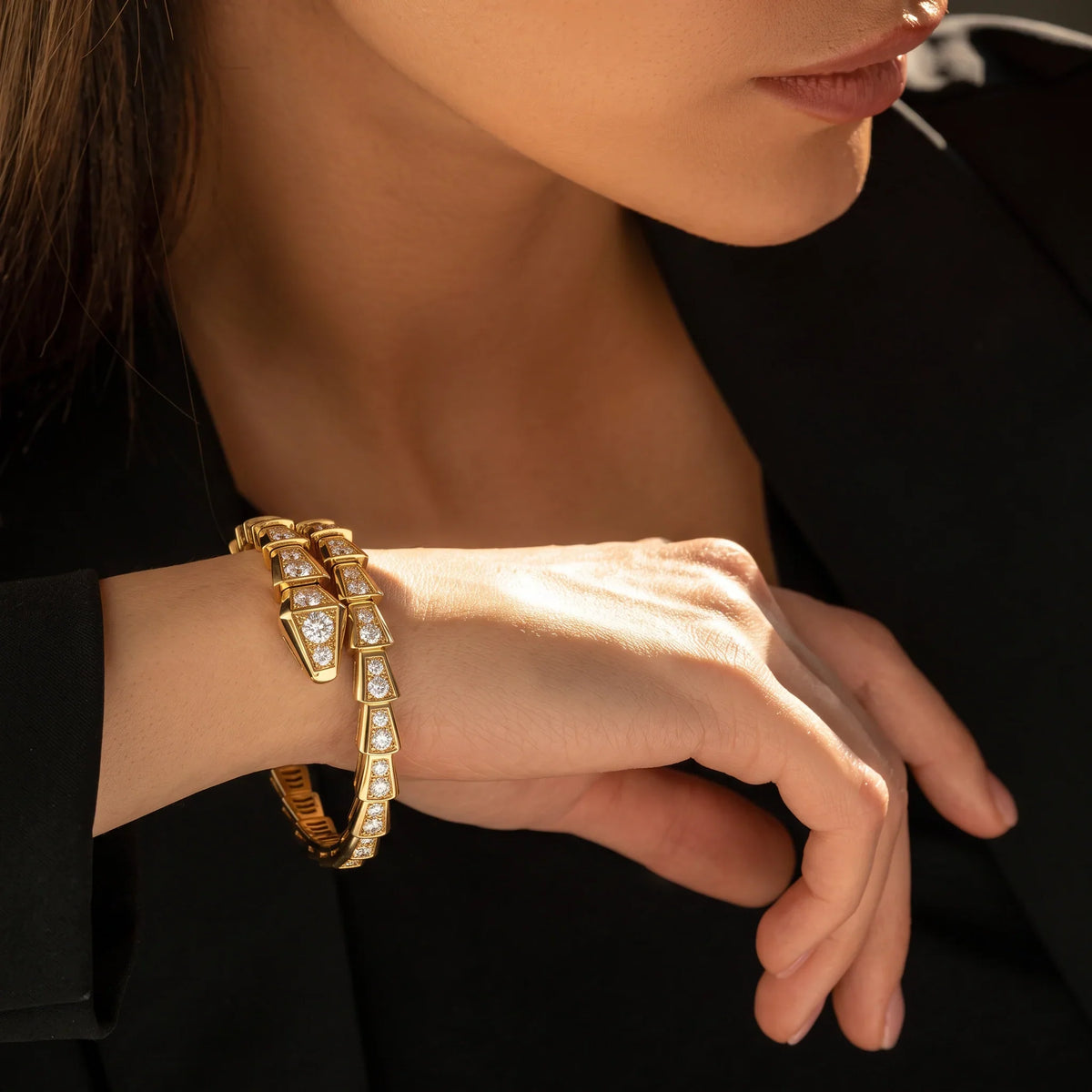 L'amour Viper Essence Bracelet Full Pavé Diamond Yellow Gold