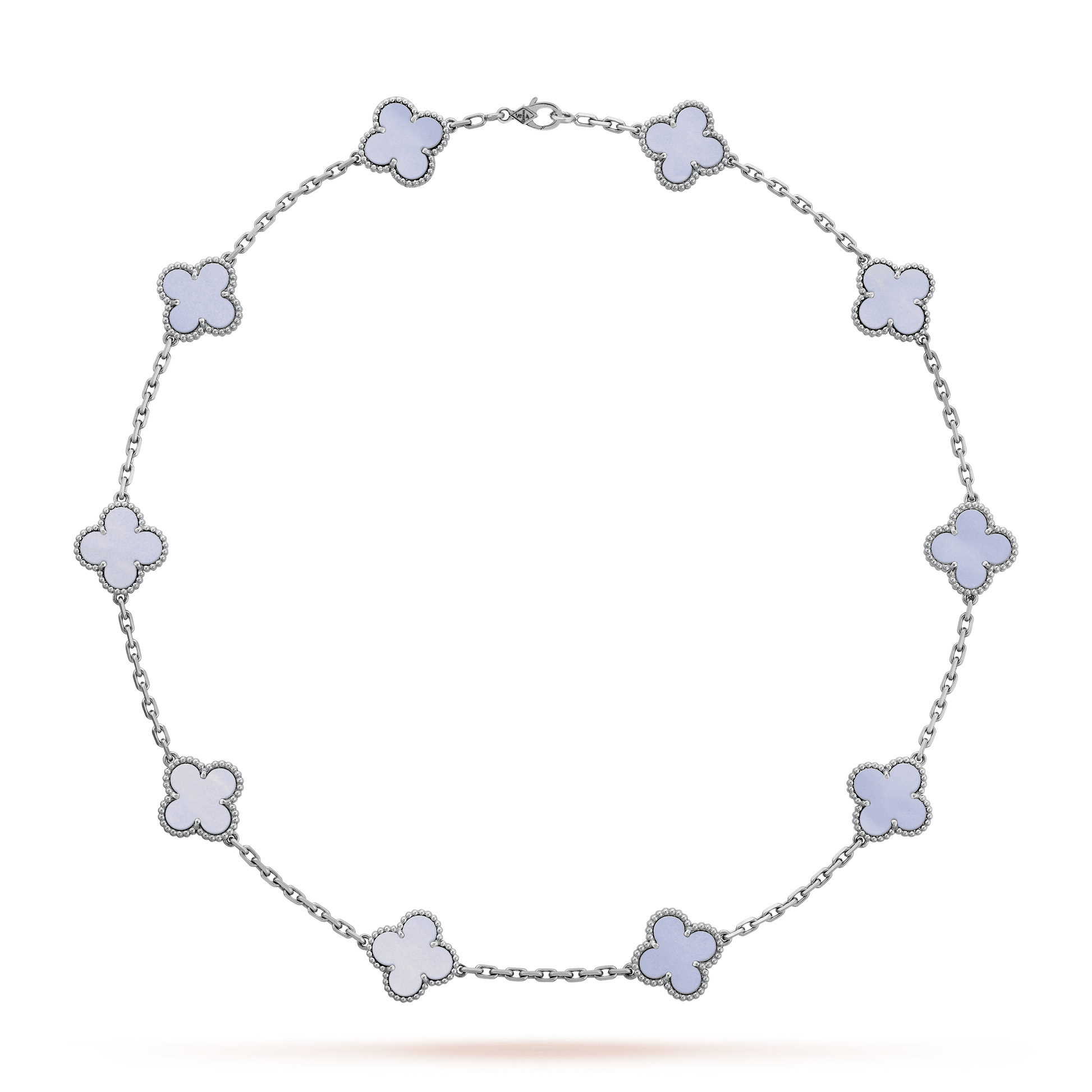 18K Vintage Alhambra Chalcedony 10 Motifs Necklace
