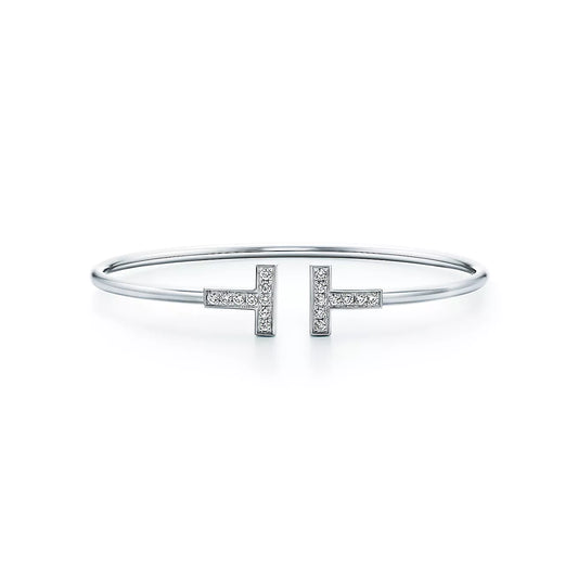 18K T Diamond Wire Bracelet
