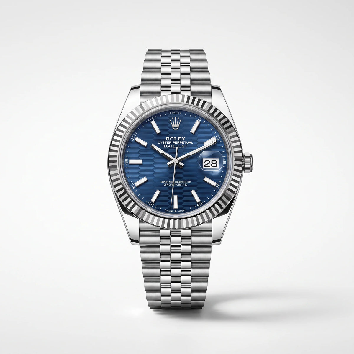 Vandor Datejust Oystersteel Bright Blue Fluted Dial Men's Watch | RL 41 126334