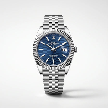 Vandor Datejust Oystersteel Bright Blue Fluted Dial Men's Watch | RL 41 126334