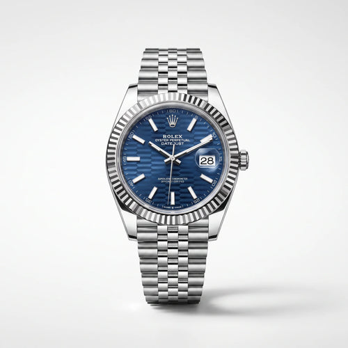Vandor Datejust Oystersteel Bright Blue Fluted Dial Men's Watch | RL 41 126334