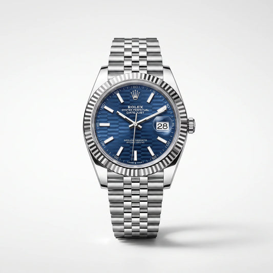 Vandor Datejust Oystersteel Bright Blue Fluted Dial Men's Watch | RL 41 126334