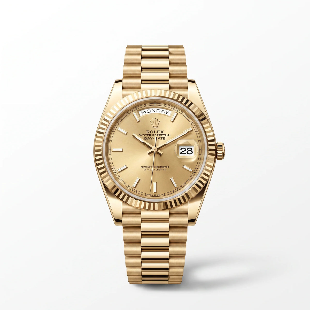 Vandor Day-Date With Champagne Colour Diamond Dial Men's Watch | RL 40 228238