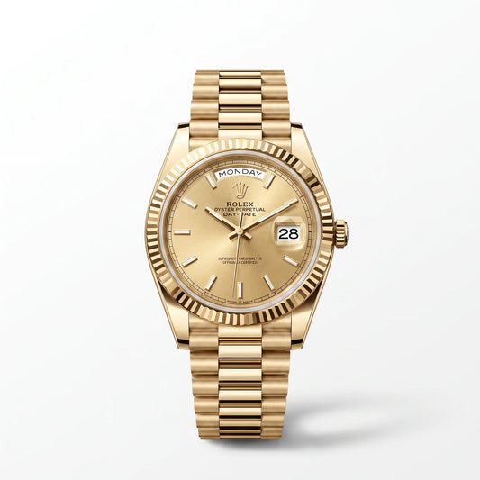 Vandor Day-Date With Champagne Colour Diamond Dial Men's Watch | RL 40 228238