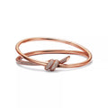L'amour Lucent Bracelet Double Row Diamond Hinged Bangle Rose Gold