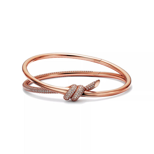 L'amour Lucent Bracelet Double Row Diamond Hinged Bangle Rose Gold