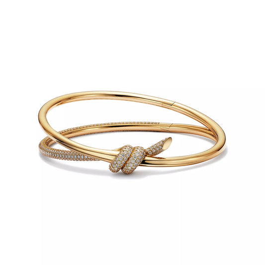 L'amour Lucent Bracelet Double Row Diamond Hinged Bangle Yellow Gold