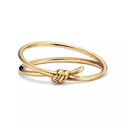 L'amour Lucent Bracelet Double Row Hinged Bangle Yellow Gold