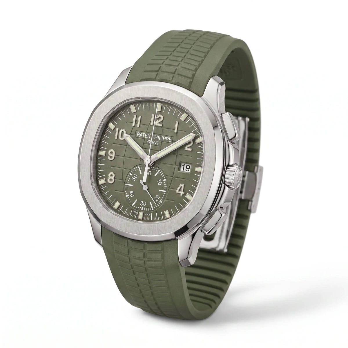 Vandor Aquanaut Chronograph Khaki Green Dial Stainless Steel Men's Watch | PP 5968G-010