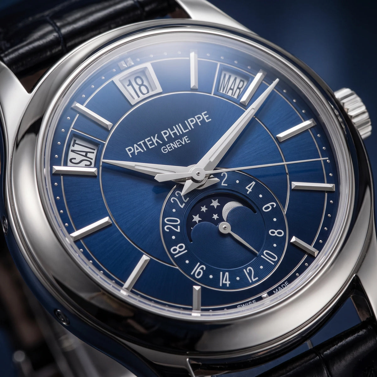 Vandor Complications Annual Calendar Blue Sunburst Dial Men’s Watch | PP 5205G-013