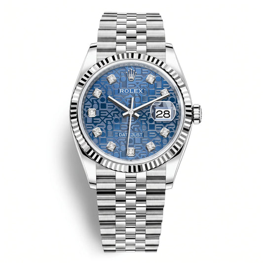 Vandor Datejust 36mm 126234 Blue Computer Diamond Dial Jubilee White Rolesor