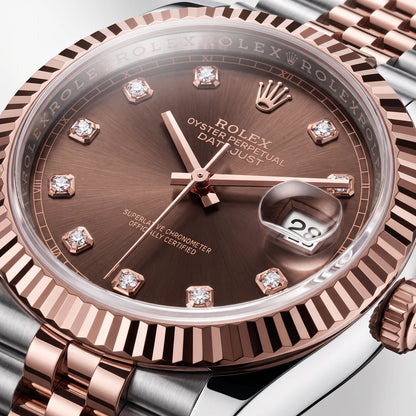 Vandor Datejust Chocolate Diamond Dial Fluted Bezel Two Tone Everose Gold Jubilee Bracelet | RL 41 126331