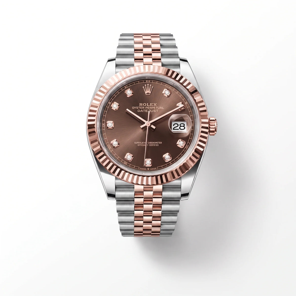 Vandor Datejust Chocolate Diamond Dial Fluted Bezel Two Tone Everose Gold Jubilee Bracelet | RL 41 126331