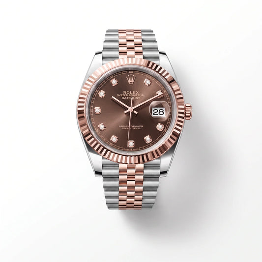 Vandor Datejust Chocolate Diamond Dial Fluted Bezel Two Tone Everose Gold Jubilee Bracelet | RL 41 126331