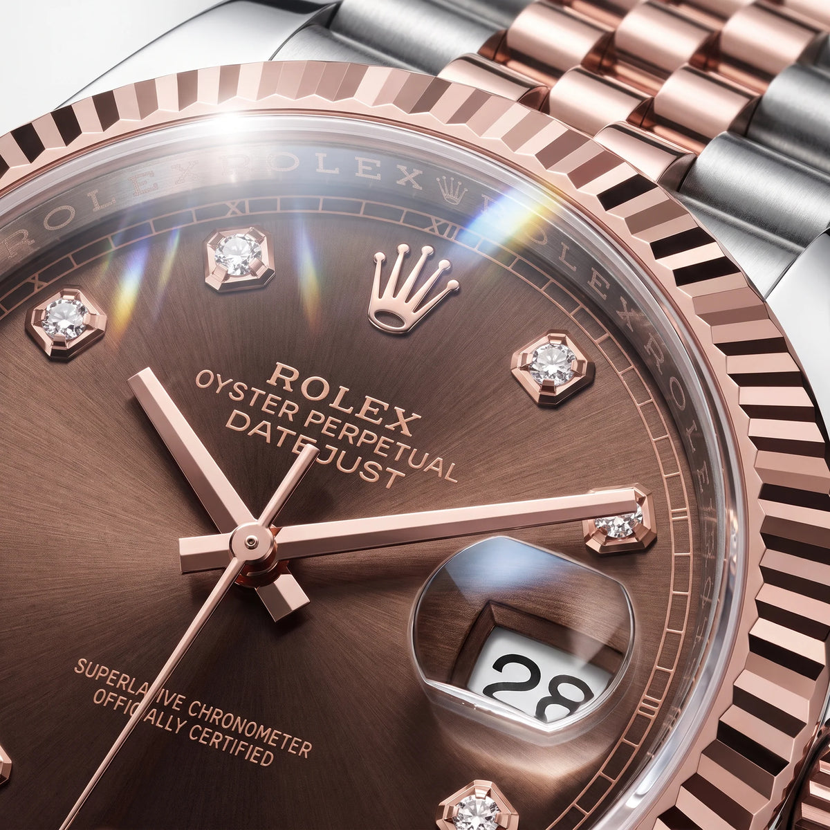 Vandor Datejust Chocolate Diamond Dial Fluted Bezel Two Tone Everose Gold Jubilee Bracelet | RL 41 126331