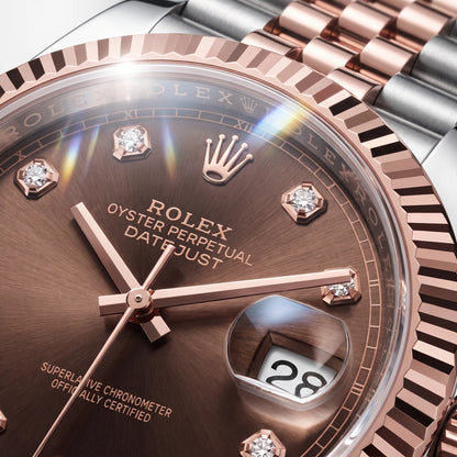 Vandor Datejust Chocolate Diamond Dial Fluted Bezel Two Tone Everose Gold Jubilee Bracelet | RL 41 126331
