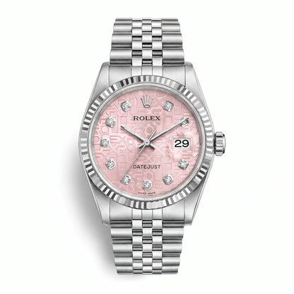 Vandor Datejust 36mm 126234 Pink Computer Diamond Dial Jubilee White Rolesor