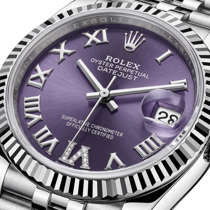Vandor Datejust Roman Index VI Diamond Aubergine Dial Watch