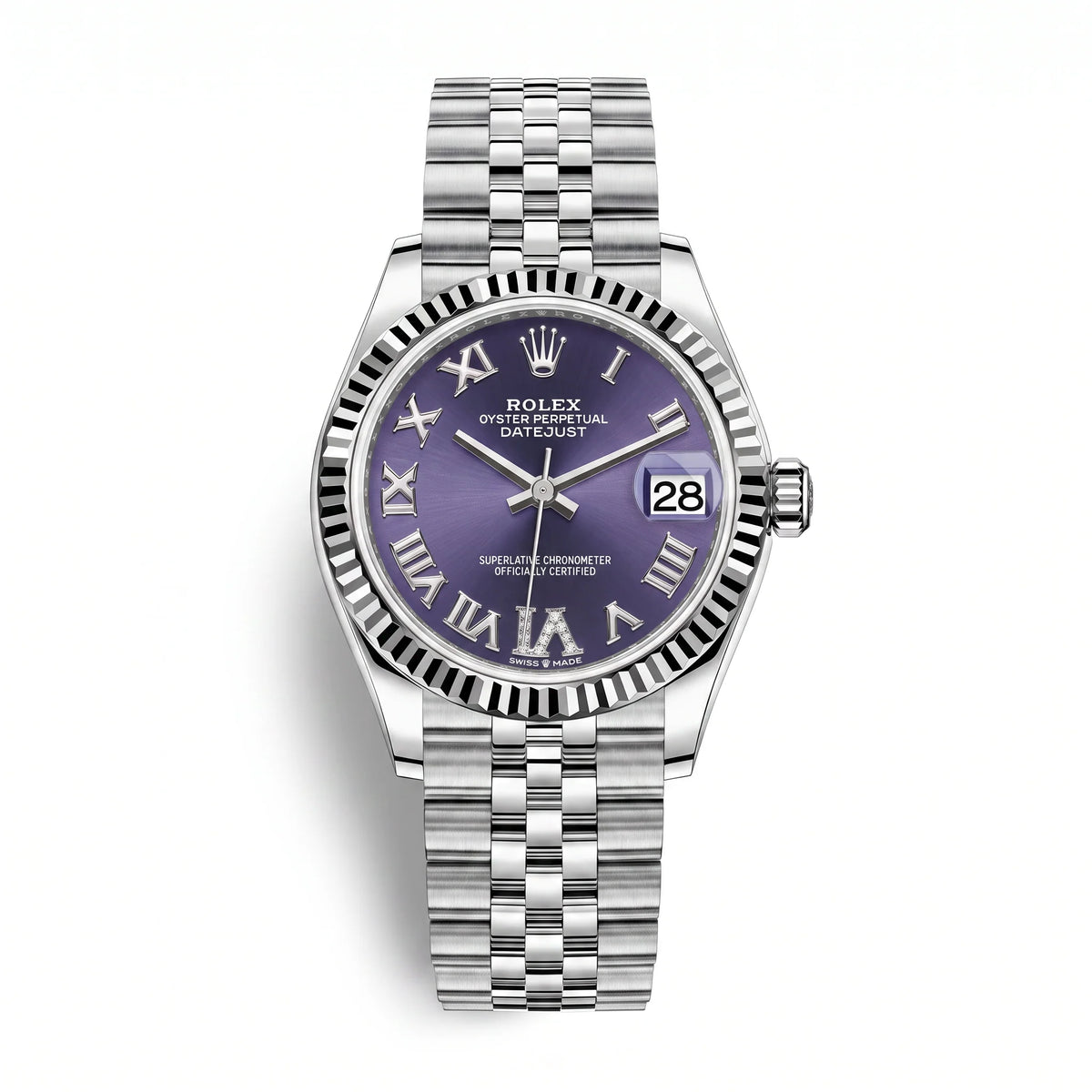 Vandor Datejust Roman Index VI Diamond Aubergine Dial Watch
