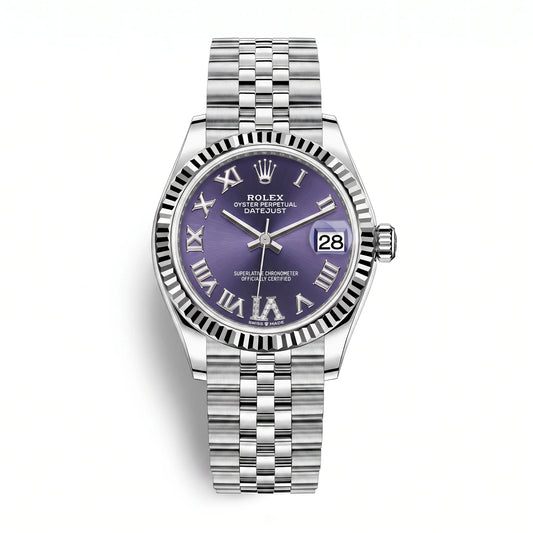 Vandor Datejust Roman Index VI Diamond Aubergine Dial Watch