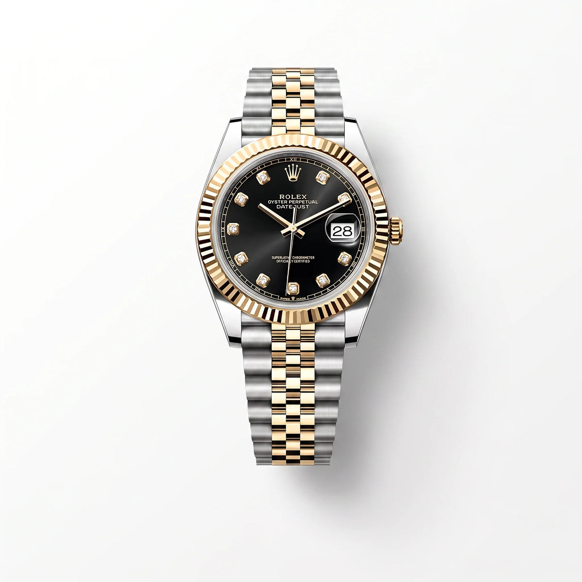 Vandor Datejust 41mm 126333-006 Yellow Gold Black Diamond Dial Jubilee Rolesor