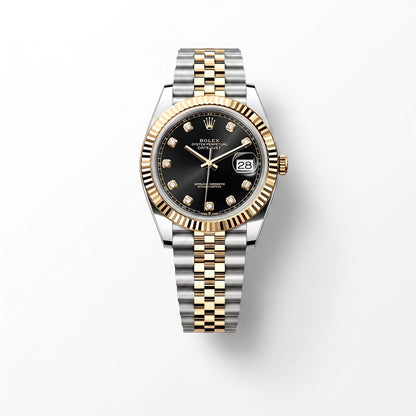 Vandor Datejust 41mm 126333-006 Yellow Gold Black Diamond Dial Jubilee Rolesor