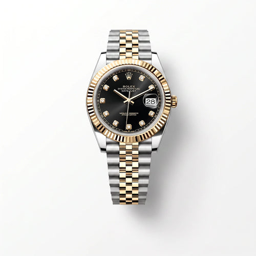 Vandor Datejust 41mm 126333-006 Yellow Gold Black Diamond Dial Jubilee Rolesor