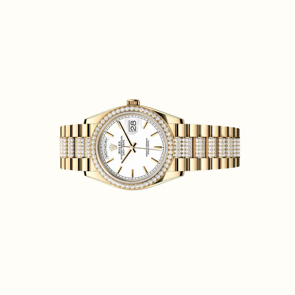 Vandor Day-Date 36mm 128348RBR White Dial Stone-Set