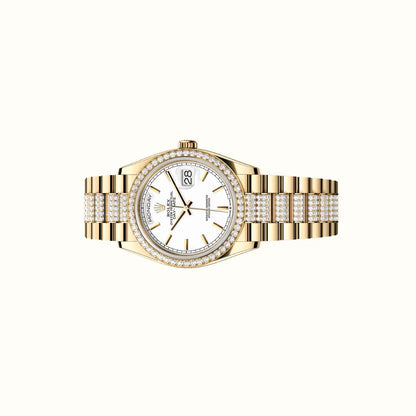 Vandor Day-Date 36mm 128348RBR White Dial Stone-Set