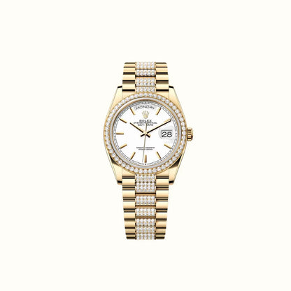 Vandor Day-Date 36mm 128348RBR White Dial Stone-Set