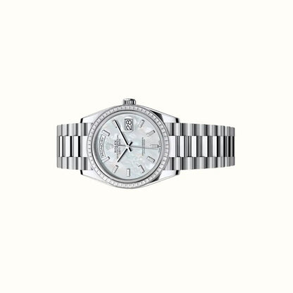 Vandor Day-Date 36mm 128396TBR Pearlescent White Dial