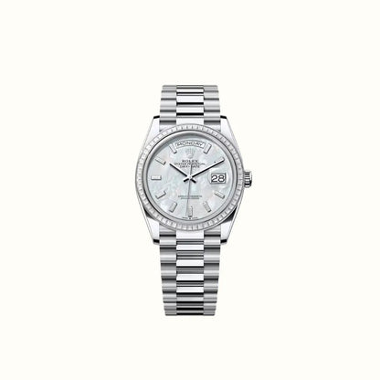 Vandor Day-Date 36mm 128396TBR Pearlescent White Dial
