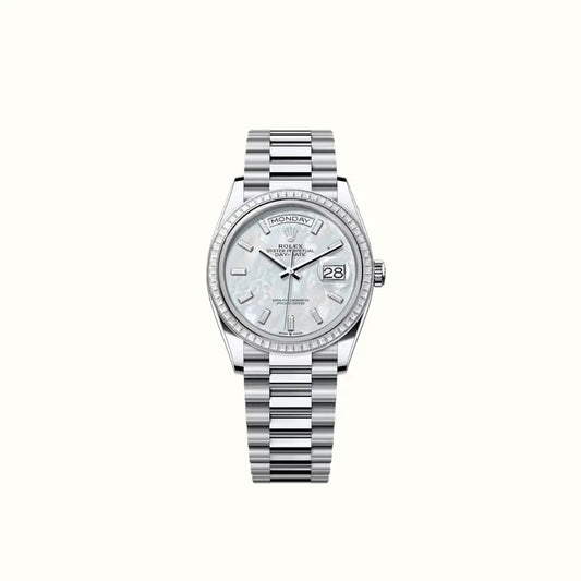 Vandor Day-Date 36mm 128396TBR Pearlescent White Dial
