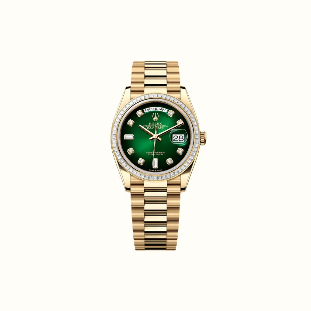 Vandor Day-Date 36mm 128398TBR Green Dial Stone-Set