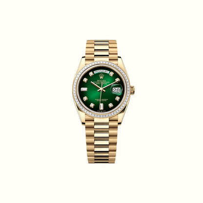 Vandor Day-Date 36mm 128398TBR Green Dial Stone-Set