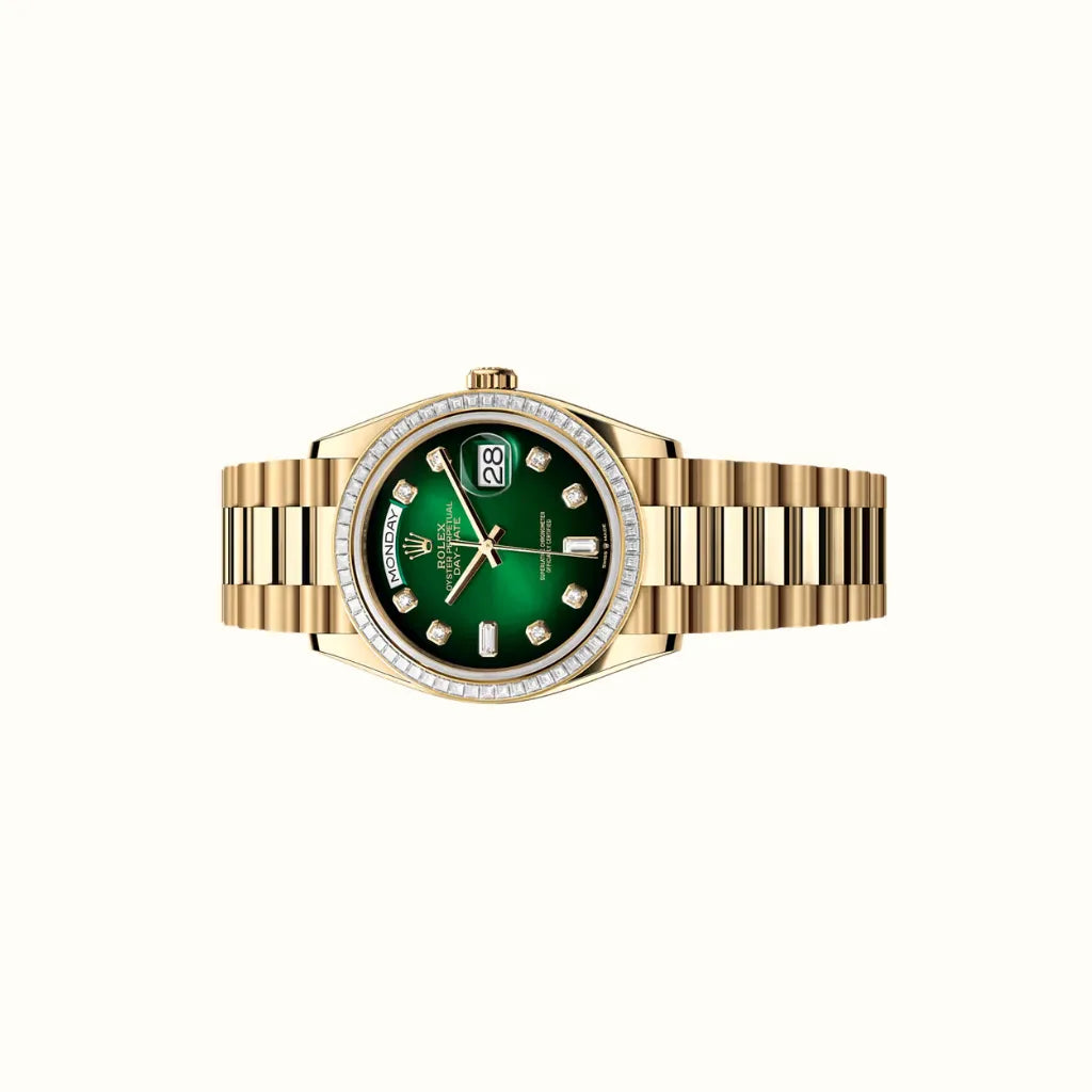 Vandor Day-Date 36mm 128398TBR Green Dial Stone-Set