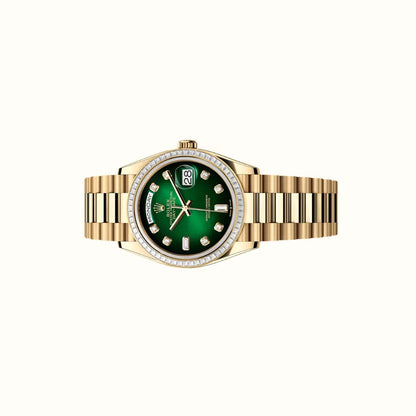 Vandor Day-Date 36mm 128398TBR Green Dial Stone-Set