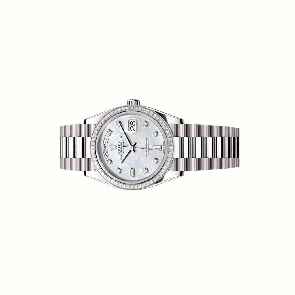 Vandor Day-Date 36mm 128399TBR Pearlescent White Dial