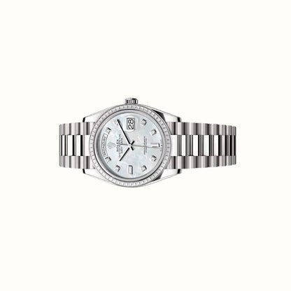 Vandor Day-Date 36mm 128399TBR Pearlescent White Dial
