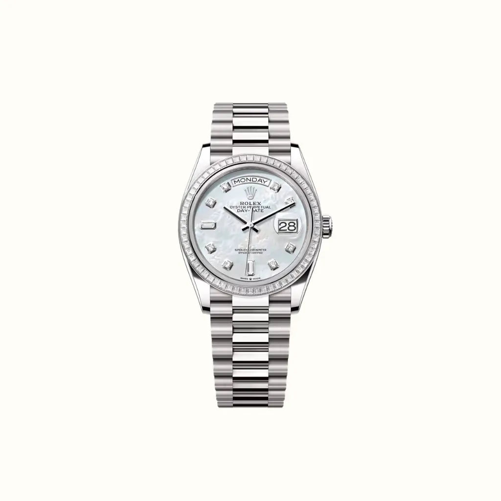 Vandor Day-Date 36mm 128399TBR Pearlescent White Dial