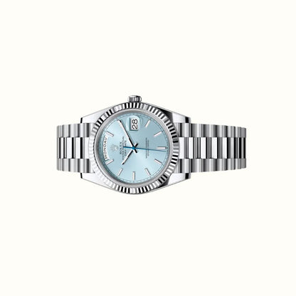 Vandor Day-Date 40mm 228236 Ice Blue Dial Baton
