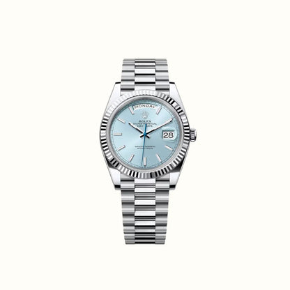 Vandor Day-Date 40mm 228236 Ice Blue Dial Baton